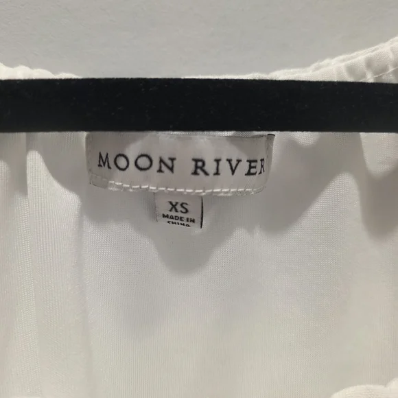 Moon River Anthropologie White Puff Sleeve Blouse Cropped Lined Xs - Picture 5 of 7